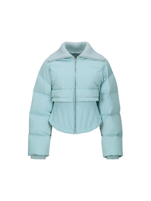 LAYERED CROPPED PUFFER JACKET (SKY BLUE)