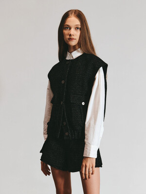 Belleza Tweed Vest_Black