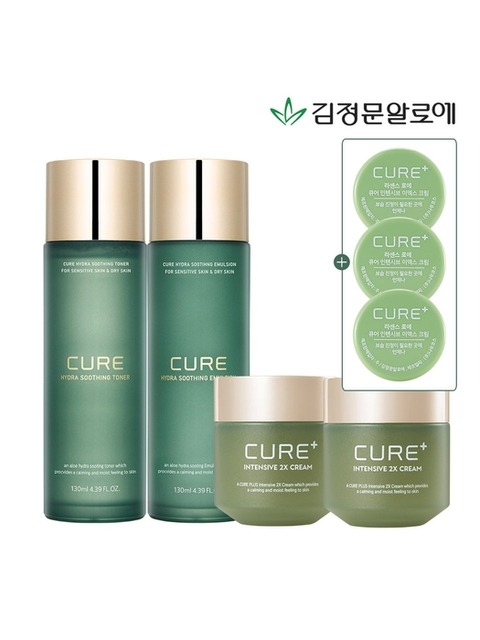 스킨케어세트 - 김정문알로에 (CURE) - [김정문알로에] 큐어 수딩토너+에멀젼+2X크림 2개[2x미니(3)]