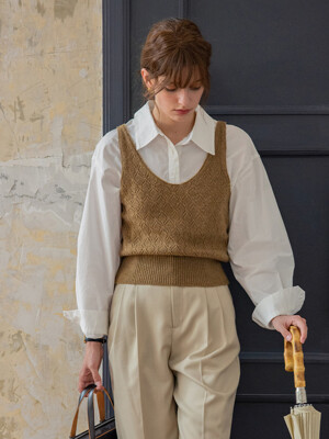 BERTA wool sleeveless knit top_mocha