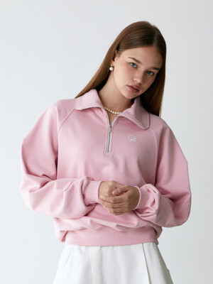 half zip-up sweatshirts_pink
