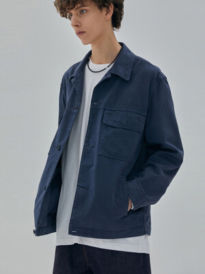 DENIM PIGMENT SAFARI JACKET NAVY