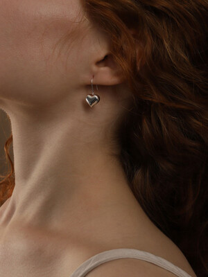 PS151-1E Romantic Heart Fish Hook Silver Earrings