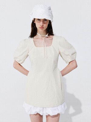 Pearl Balloon Line Blouse_Cream