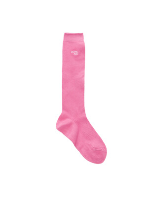 SMALL LOGO SILKET HALF SOCKS IN PINK