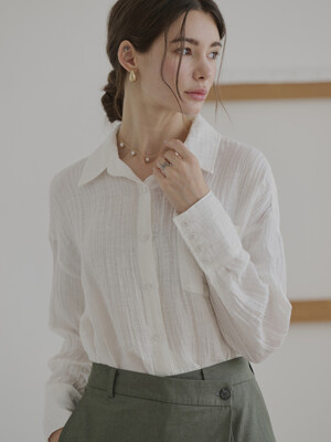 WRINKLE CREASE BLOUSE_WHITE