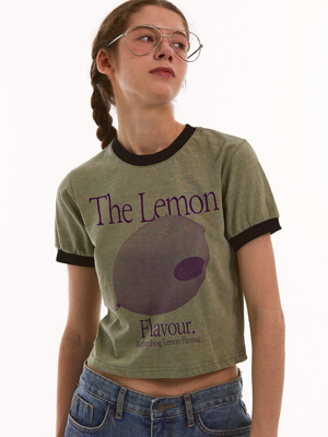 LEMON RINGER CROP TEE (KHAKI)