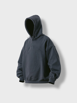 Emboss Balloon Line Hoodie - Charcoal