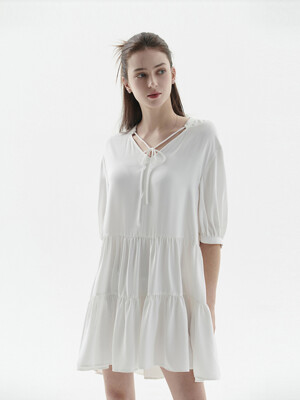 V Neck Mini Dress(white)_YT24D187
