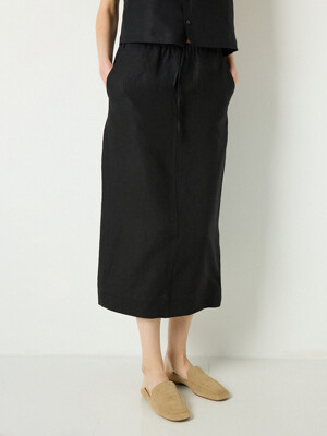 Pure linen skirt_black