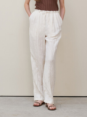 GLOSSY STRING WIDE PANTS_IVORY