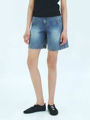 TFR ONE TUCK HALF DENIM_2COLORS