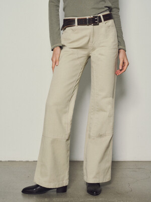 Double Knee Boots Cut Work Pants_CTB529(Beige)