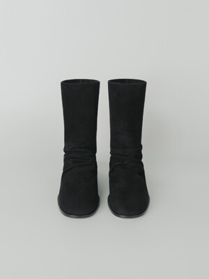 wrinkle middle boots (black)