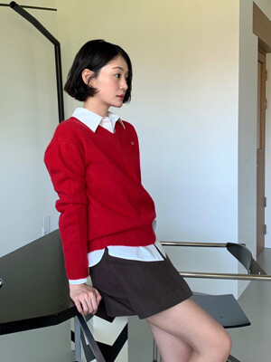 카일 울 브이넥 니트_레드 / KAILE WOOL V-NECK KNIT_RED