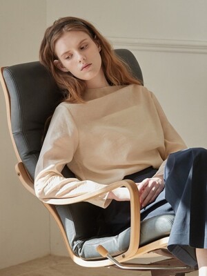 Mock neck sheer top - Beige