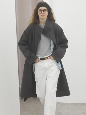 HIGH NECK TRENCH COAT - CHARCOAL