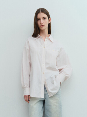 TVS OVERFIT HIDDEN POCKET STRIPE SHIRT_PINK