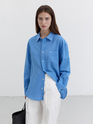 UNISEX CLASSIC LINEN SHIRT BLUE_UDSH5B125B2