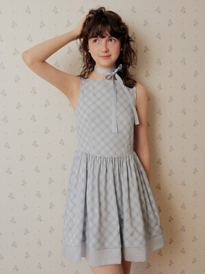 Double flare mini dress - blue