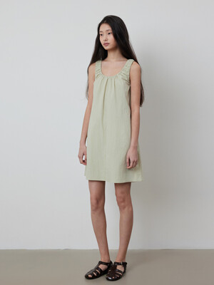 Shirring Sleeveless A-line Mini Dress_OPS