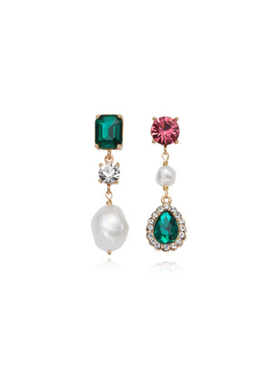 Baroque Pop Triple Emerald Earrings