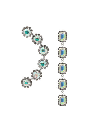 Unbalanced Multi Crystal `drop` Earrings