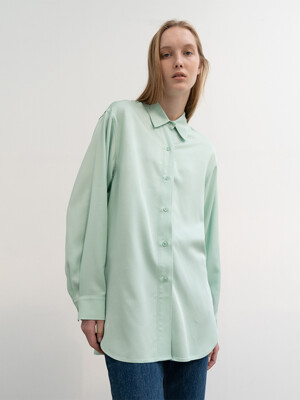 loose-fit twill shirt (mint)