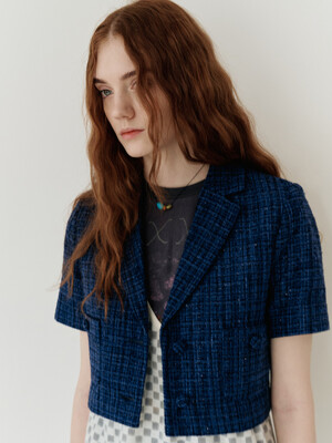 Tweed Crop Jacket [CRYSTAL NAVY]