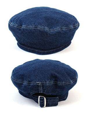 Belted Blue Denim Beret 데님베레모