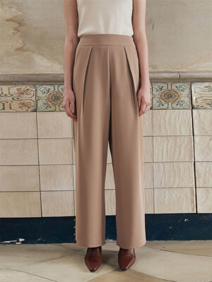 Button wide slacks - beige