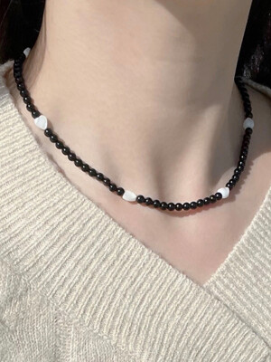 Black Heart Necklace (Silver925) 블랙 오닉스 하트 실버 목걸이