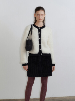 Winter Shearling Cardigan in Ivory
