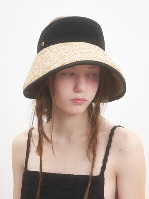 Deauville Straw  Sun Visor Hat  - Black