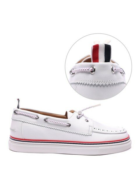 럭셔리슈즈 - 톰 브라운 (THOM BROWNE) - 22SS 남성 삼선탭 보트 로퍼 (MFD230A_05584_100_22S)