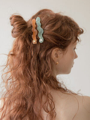 Wavy marble hairpin (2colors)