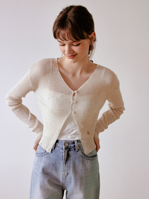 [단독]Linen 3 button cardigan (oat beige)