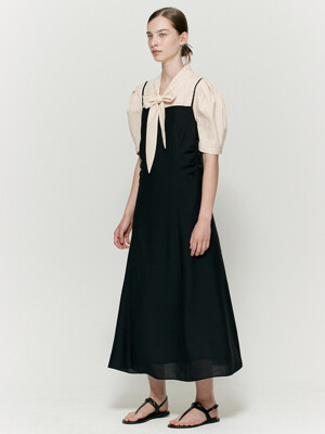 Side button layered dress - Black