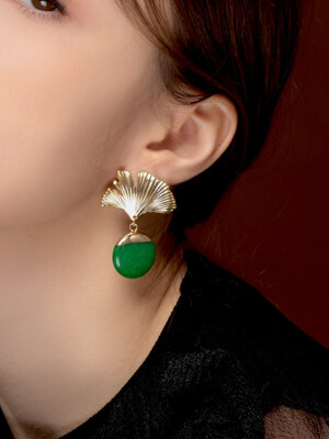 green gingko earrings
