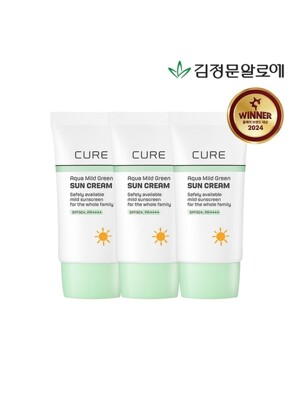 [김정문알로에] 큐어 마일드 그린 선크림(무기자차) 40ml 3개