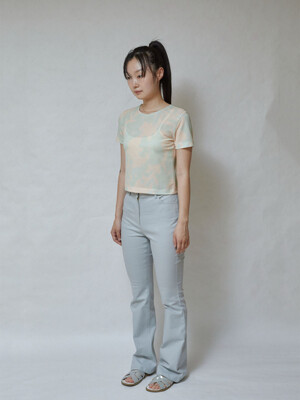 Boots cut cotton pants - Grayish Blue