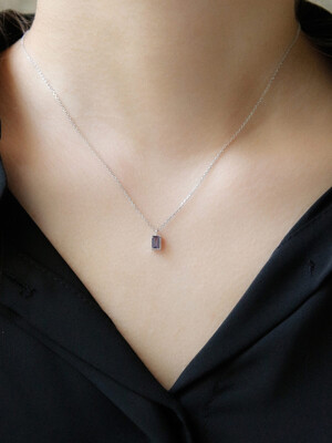 Iolite Birthstone Rectangular Silver Gemstone Necklace N01107