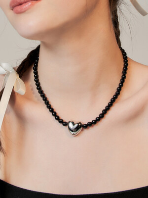 peach heart onyx necklace