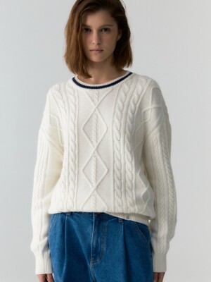 line cable knit - ivory