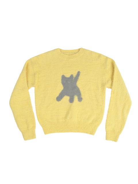 니트 - 에이이에이이 (aeae) - FLASHED CATS ANGORA KNIT - [LIGHT YELLOW]