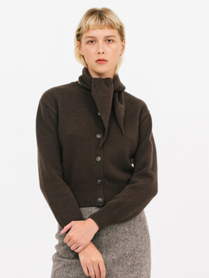 wool muffle cardigan_dark choco