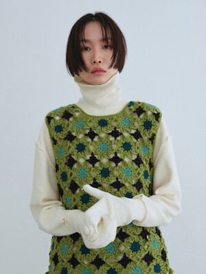 Gloves Mixed Turtle Neck Knit Top_R0WAA23101IVX