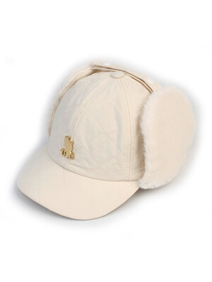 Quilting Ivory Earflap Cap 귀달이모자