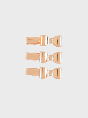 PETITE RIBBON HAIR CLIP SET_PINK GOLD (3 PCS)