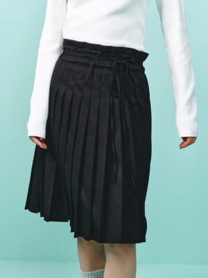 Belted Pleats Midi Skirt  Black (KE4127M045)